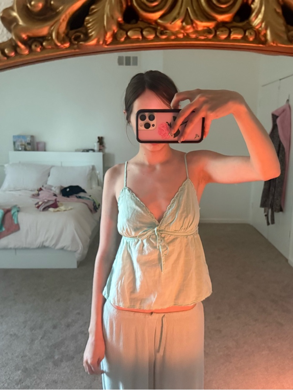 Women's Mint Tie-Front Cami Top - Picture 3 of 3